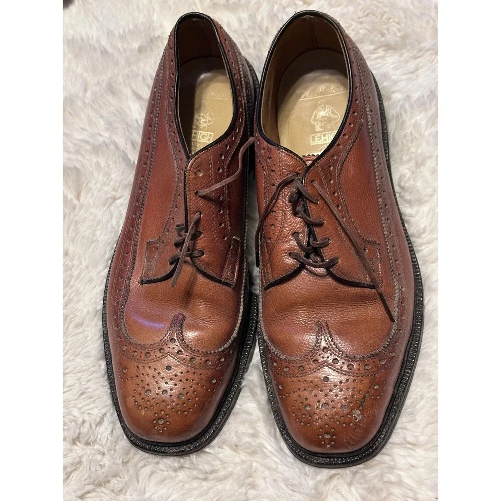 NETTLETON Lehigh Wingtip Oxford Dress Shoes Leather Brown Brogue Menswear
